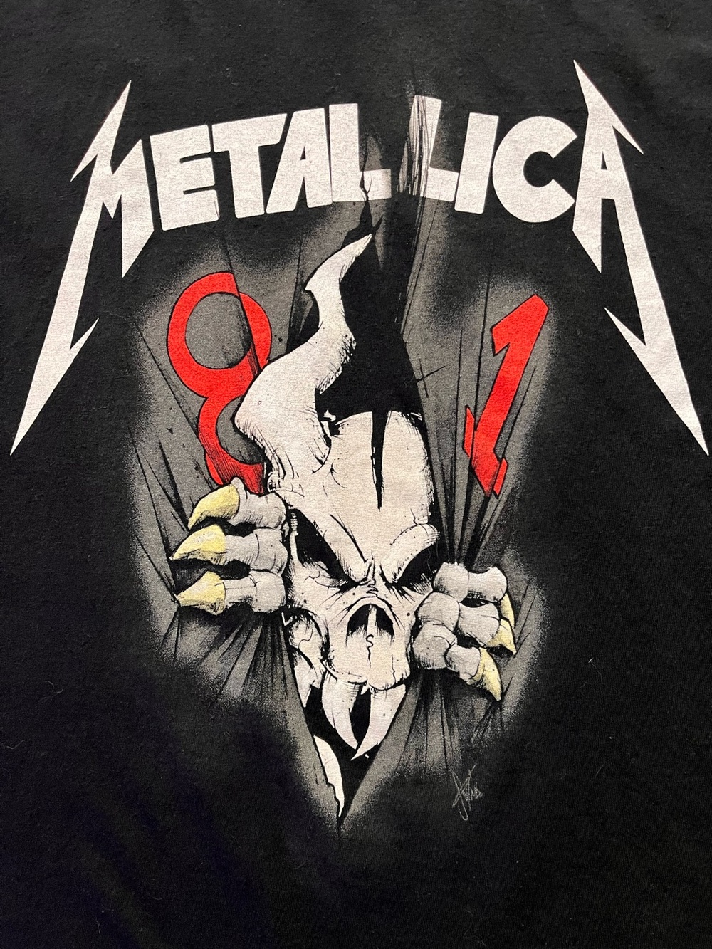 Metallica Black Graphic Band Tee with Skull Bust